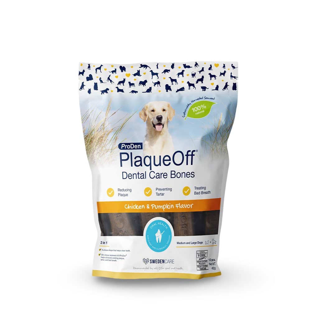 PlaqueOff Dental Bones zobu kauliņi suņiem ar vistas garšu 482 g
